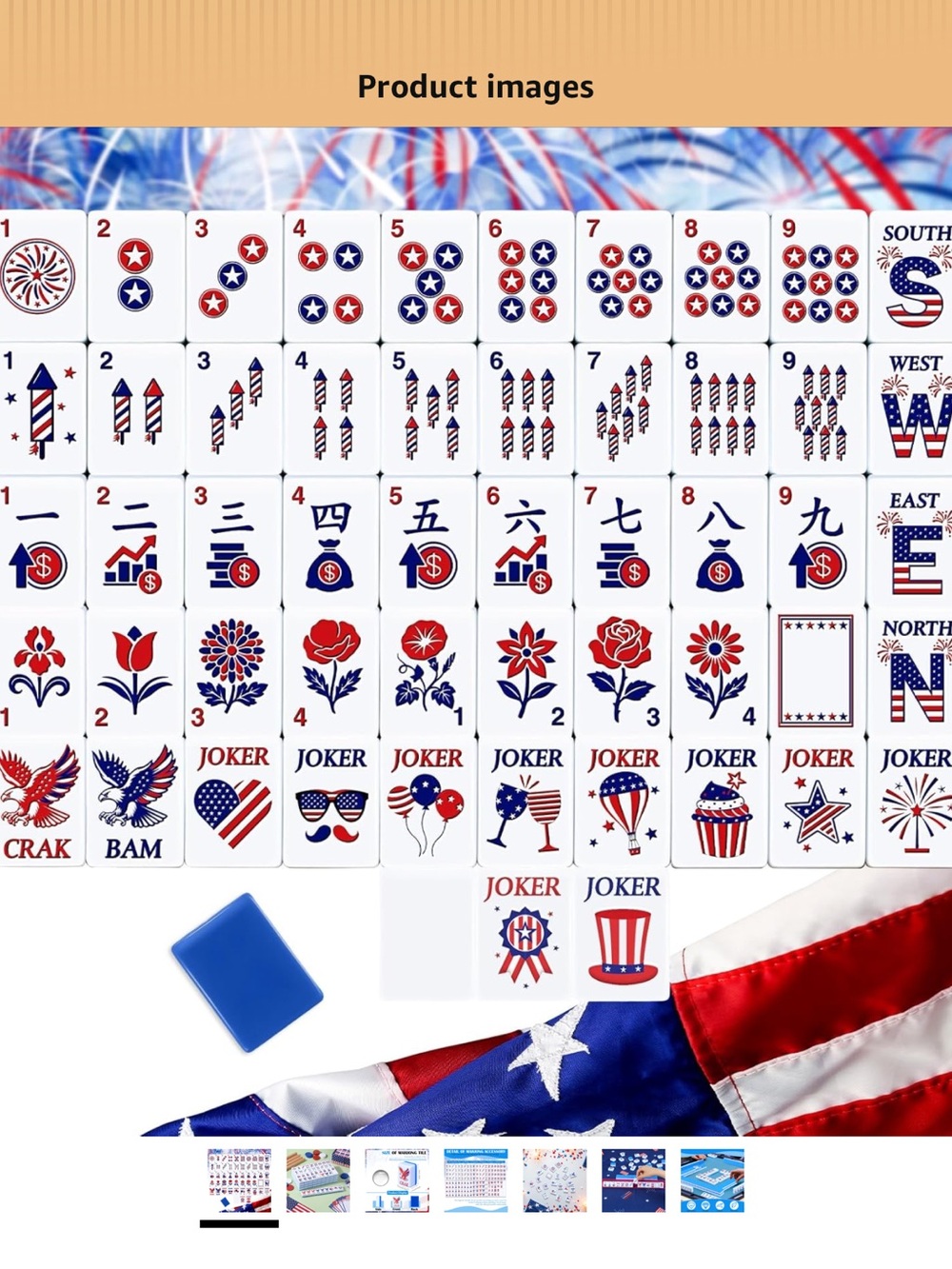 Arrowbash 160 Pcs American Mahjong Tiles Set 1.2 Inch Mah Jong Game Pieces (New)